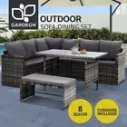 Gardeon Outdoor Dining Set Sofa Lounge Setting Chairs Table Bench Lawn Grey