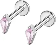 [BelezaDosas] G23 Hypoallergenic 18g Flat Back Studs Earrings F136 Implant Grade Titanium Tiny Press Fit Threadless Push in Cartilage Helix Labret Lip Conch Tragus Piercing Jewelry