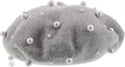 [BESTYASH] Pearl Beret Ethnic Style Lanyard Male Beret Small Fragrant Beret Accessories Headband Charming Lanyard French Beret Vintage Beret Cute Lanyard Fashion Beret Light Grey Faux Wool