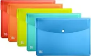 Oxford Pack of 5 A3 Clear Plastic Document Wallets - 5 Colours - Multi-Colour
