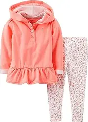 [Carter's] Baby Girls' 2 Piece Hooded Set (Baby) - Peach - 6 Months