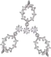PLAFOPE 3Pcs Zircon Nail Charms Metal Nail Art Studs for DIY Decoration Lightweight Manicure Gems Versatile Use for Women and