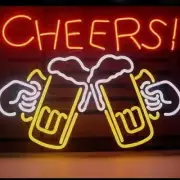 Cheers Beer Mugs 20"x16" Neon Light Sign Lamp Bar Pub Handmade Tube Real Glass