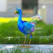 Solar Peacock Garden Decor Sculpture Yard Lawn Patio Art Home Statue Porch Bird