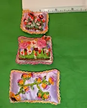 3 Hand Embroidered Cushions /Pillows 1:12/1:6 Scale for Dollhouse - OOK