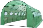Green Fingers Greenhouse Steel Frame Green House Garden Shed Walk-in Gardening Supplies Plant Stand Storage, 6 x 3 x 2m with PE Cover and Roll-up Zipper Doors