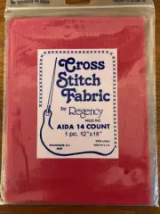 Regency Cross Stitch Fabric 14 Count Aida 12" X 18" Red-NIP 100% Cotton