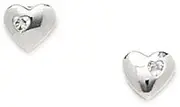 [JewelryWeb] 14k White Gold CZ Simulated Diamond Love Heart Screw Back Earrings 5x6mm Stud Earring for Women
