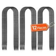 VEVOR 254 mm 12 Pack Rebar Stakes Heavy Duty U Shape Galvanized Ground Anchors