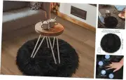 Black Round Rug for Bedroom, Fluffy Circle Rug 2 2 Feet for Kids Room, Furry