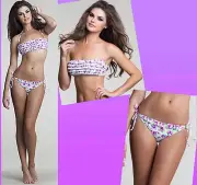 Betsey Johnson Rockin Rose Violet Ruffle Bandeau Top & Tie Bottom Bikini Set