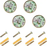 Cute Koalas Climbing Tree Kitchen Cabinet Knobs and Pulls 4 Pack Dresser Pulls Round Furniture Knobs, Cabinet Hardware