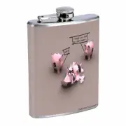 Piggy Bank Funny Em1 Flask 8oz Stainless Steel Hip Drinking Whiskey