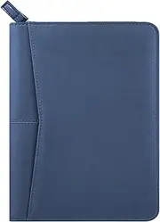 Gorbado Small Portfolio Organizer, A5 Zippered Business Portfolio, Junior Padfolio Folder Binder for Women & Men, 5 x 8 Writing Pad Included, Navy Blue.