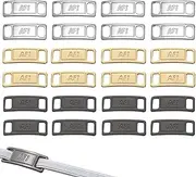 [Gurxi] Af1 Metal Tag Shoelaces Charms Clips Shoe Charms Quick Laces Buckle 24 Pieces DIY Shoe Jewellery for Sneakers Shoe Accessories Decoration for Men Women Trainers Shoelaces 3 Colours, silver, L