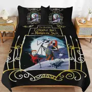 a1301 The Nightmare Before Christmas Duvet Cover Set, 3 Piece Bedding Set 86x70" Double Sided Printing Decorative Comforter Cover Set (1 Duvet Cover +