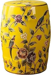 Ceramic Drum Table Decorative Garden stools, Decorative Ceramic Garden Stool, Glazed Hand-Painted Flower and Bird Shoe Changing Stool Drum Stool, Suitable for Outdoor Garden, Living Room,(Ctgd 60)