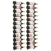 2x Wall Mounted Wine Racks for 12 Bottles Black Iron Bottle Holder vidaXL