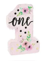 Pink Floral Pinata 1st Birthday Party Girls First Number 1 11 x 16.5 x 3 In NEW