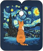 RPLIFE Orange Cat Starry Night Barber Cape Barber Shampoo Cape, Salon Cape, Orange Cat Starry Night
