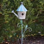 Watering Can Birdhouse | Whimsical Garden Stake Decor | 14½''W x 9''D x 56''H