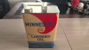 VINTAGE MINNESOTA LINSEED Pure OIL CAN - One Gallon - FULL! RARE!