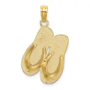 14k Yellow Gold 3D HAWAII ALOHA Double Flip-Flop Charm