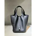 HERMÈS PICOTIN LOCK BAG 22 黑色 銀扣