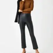 Spanx Women Leather Like Kick Flare Pant Holiday Comfy Medium Tall NWT Lux Black