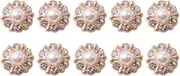 10 Pieces Small Rhinestone Pearl Buttons Round Alloy Flatback Buttons Gold, 12mm
