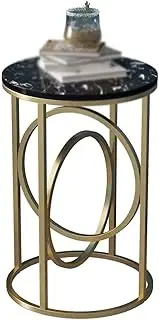 Exquisite C-S-Qing-Desk Marble Coffee Table, Home Sofa Side Accent Table Bedroom Hotel Office Round Side Table Easy to Move(Size:50 * 50 * 60CM,Color:B)