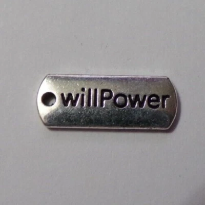 willPower Inspirational Silver Tone Pendant Charm Hang Tag