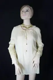 Ralph Lauren Silk Sheer Blouse Top L NWT Embroidered Sleeves $298 Stunning
