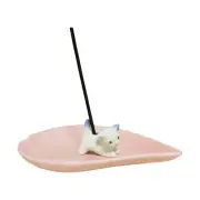 Buddhist Altar Heart Incense Plate Pink Cat Arita Ware Incense Holder JAPAN JP