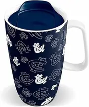 AFL Ceramic Travel Coffee Mug - Carlton Blues - Drink Cup with Lid