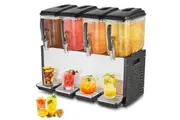 VEVOR Commercial Beverage Dispenser 12L x 4 Tanks Cold Juice Ice Drink Dispenser