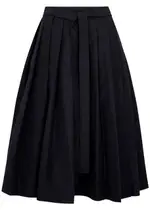 3.1 Phillip Lim Pleated Cotton-blend Poplin Midi Skirt - Nearly Black - 8 (UK12 / M) 8 (UK12 / M)