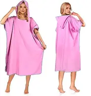 Towel Poncho for Adults, Bath Poncho, Surf Poncho, Microfibre Hooded Bath Poncho, Changing Aid for Men and Women, Quick Drying, for Camping, Surfing, Beach, Water Sports
