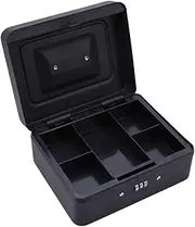 KICHOUSE Cash Box with Combination Lock Thicken Safety Cash Box for Store Cashiers Black Secure Storage for Cash Coins and Valuables Convenience Stores