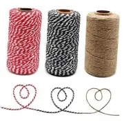984 Feet Cotton Twine Natural Jute Twine Bakers Blcak White & Red White & Jute