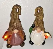 2 Fall GNOMES Light Up Figures Garden Home Stairs New