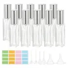 10 Pcs 10ml Travel Perfume Bottle with 6 Pcs Refill Tool, Labels, Clear/Silver