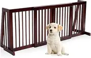 Costway 3 PCS Adjustable Pet Gate, Freestanding Pet Fence Made of Pine Wood, Step Over Safety Gate for Small & Medium Pets, Non-Drilling Safety Gate for Stairs, Doorway, Corridor, Hallway, Kitchen