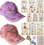 Decorate Your Own Baseball Cap with 10 Sheets Gems Stickers, Art & Crafts Kit for Kids, Fun Creative DIY Toys for Girls 4 5 6 7 8 9 10 12 Years Old