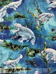 Timeless Treasures Reef C3148 Cotton Fabric With Manatee BTY