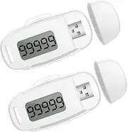 zaqwsx 2Pcs 3D Pedometer Step Counter for Walking USB Rechargeable Step Tracker with Removable Clip and Lanyard
