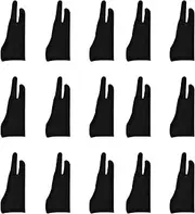 15 Pack Artist Gloves for Tablet Digital Drawing Glove Two Fingers Thicken Palm Rejection Glove for Graphics Pad (S)