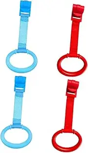MOTHNUR Baby Bed Stand up Rings 4 Pack Learning Pull Rings for Infants Toddler Hand Pull Ring Crib Hanging Ring Zip Ties Included