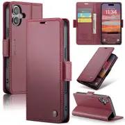 CaseMe iPhone 16+ Plus Folio Wallet Case Cover Apple Side Closure 16Plus [Wine]