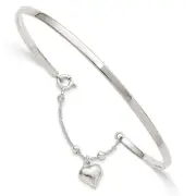 Sterling Silver Puffed Heart Bangle Anklet 10 inches
